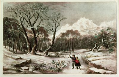 Boschi in inverno, pubblicato da Nathaniel Currier (1813-88) e James Merritt Ives (1924-95) da American School